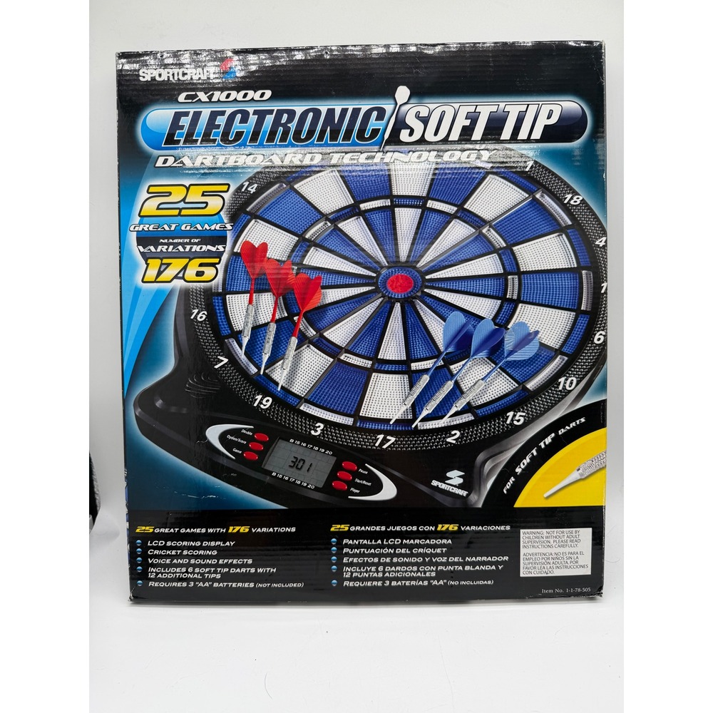 Sportcraft CX1000 Electronic Soft Tip Dartboard 25 Games 176 Variations